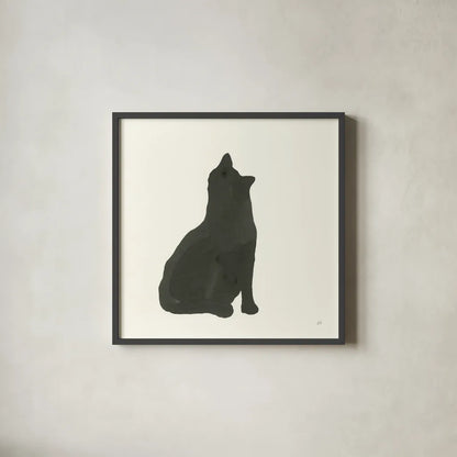 Black Cat I by Chris Paschke. Shown in a sleek black glass frame for a contemporary gallery look. Available as an archival giclee rolled canvas, fine art paper, or poster print. SKU 56269a.