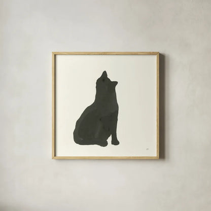 Black Cat I by Chris Paschke. Shown in a natural wood glass frame for a timeless modern aesthetic. Available as an archival giclee rolled canvas, fine art paper, or poster print. SKU 56269a.