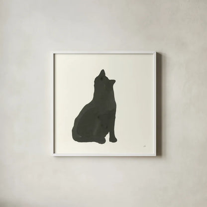 Black Cat I by Chris Paschke. Shown in a crisp white glass frame for a clean and minimalist style. Available as an archival giclee rolled canvas, fine art paper, or poster print. SKU 56269a.