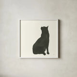 Black Cat II by Chris Paschke. Shown in a crisp white glass frame for a clean and minimalist style. Available as an archival giclee rolled canvas, fine art paper, or poster print. SKU 56270a.