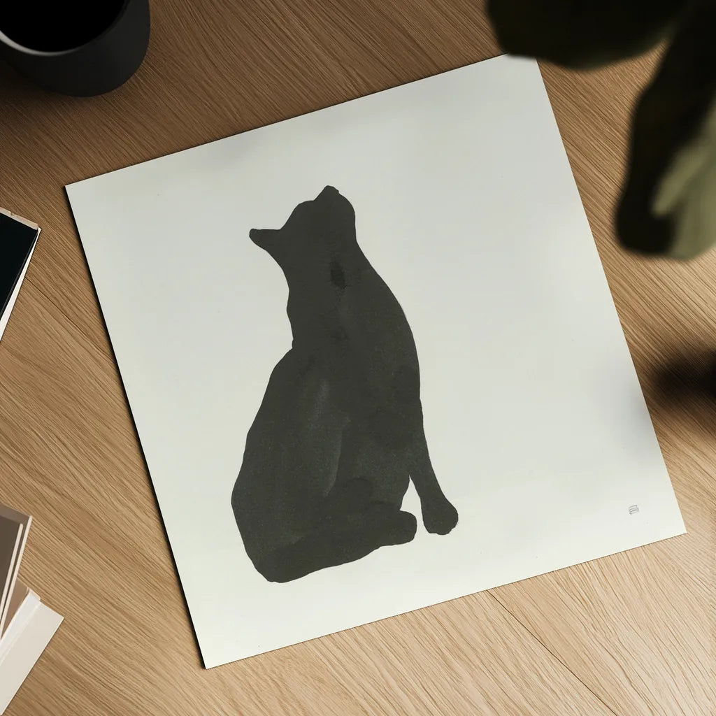 Black Cat III by Chris Paschke. Shown as a detailed flat fine art print, highlighting archival giclee quality. Available as an archival giclee rolled canvas, fine art paper, or poster print. SKU 56271a.