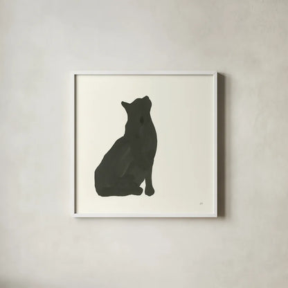 Black Cat III by Chris Paschke. Shown in a crisp white glass frame for a clean and minimalist style. Available as an archival giclee rolled canvas, fine art paper, or poster print. SKU 56271a.
