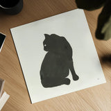 Black Cat IV by Chris Paschke. Shown as a detailed flat fine art print, highlighting archival giclee quality. Available as an archival giclee rolled canvas, fine art paper, or poster print. SKU 56272a.