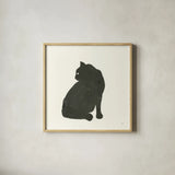 Black Cat IV by Chris Paschke. Shown in a natural wood glass frame for a timeless modern aesthetic. Available as an archival giclee rolled canvas, fine art paper, or poster print. SKU 56272a.