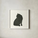 Black Cat IV by Chris Paschke. Shown in a crisp white glass frame for a clean and minimalist style. Available as an archival giclee rolled canvas, fine art paper, or poster print. SKU 56272a.