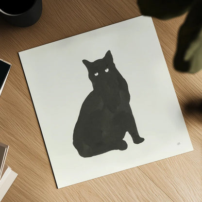 Black Cat V by Chris Paschke. Shown as a detailed flat fine art print, highlighting archival giclee quality. Available as an archival giclee rolled canvas, fine art paper, or poster print. SKU 56273a.