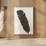Black Feather V by Chris Paschke. shown as over sized large wall art. Available as an archival giclee rolled canvas, fine art paper, or poster print. SKU 28001h.