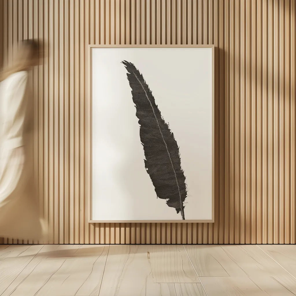 Black Feather VI by Chris Paschke. shown as over sized large wall art. Available as an archival giclee rolled canvas, fine art paper, or poster print. SKU 28002h.