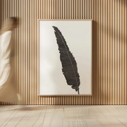 Black Feather VI by Chris Paschke. shown as over sized large wall art. Available as an archival giclee rolled canvas, fine art paper, or poster print. SKU 28002h.
