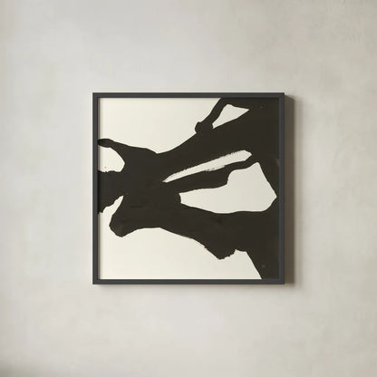 Black Gesture II by Chris Paschke. Shown in a sleek black glass frame for a contemporary gallery look. Available as an archival giclee rolled canvas, fine art paper, or poster print. SKU 69345a.