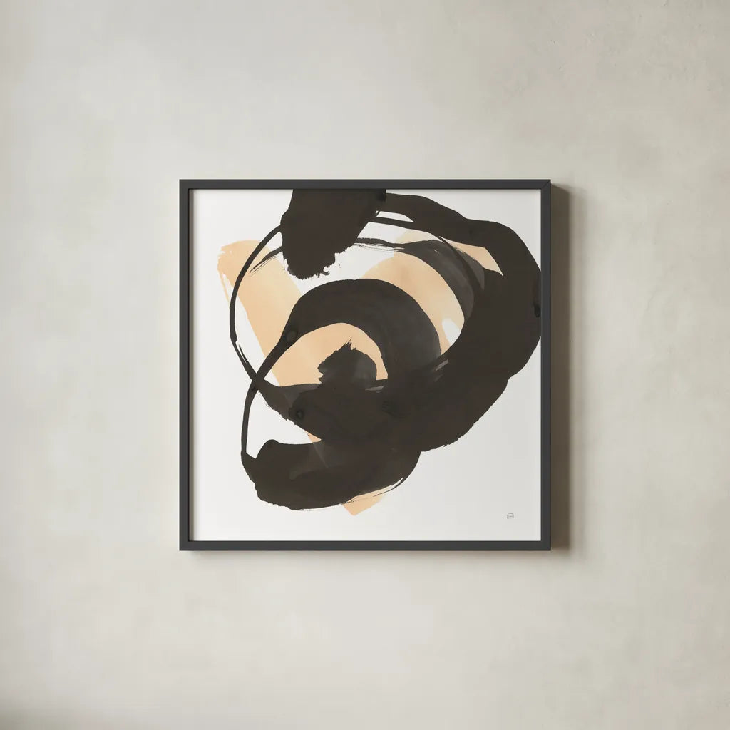 Black and Cream II by Chris Paschke. Shown in a sleek black glass frame for a contemporary gallery look. Available as an archival giclee rolled canvas, fine art paper, or poster print. SKU 83768a.