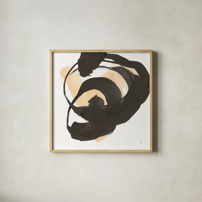 Black and Cream II by Chris Paschke. Shown in a natural wood glass frame for a timeless modern aesthetic. Available as an archival giclee rolled canvas, fine art paper, or poster print. SKU 83768a.