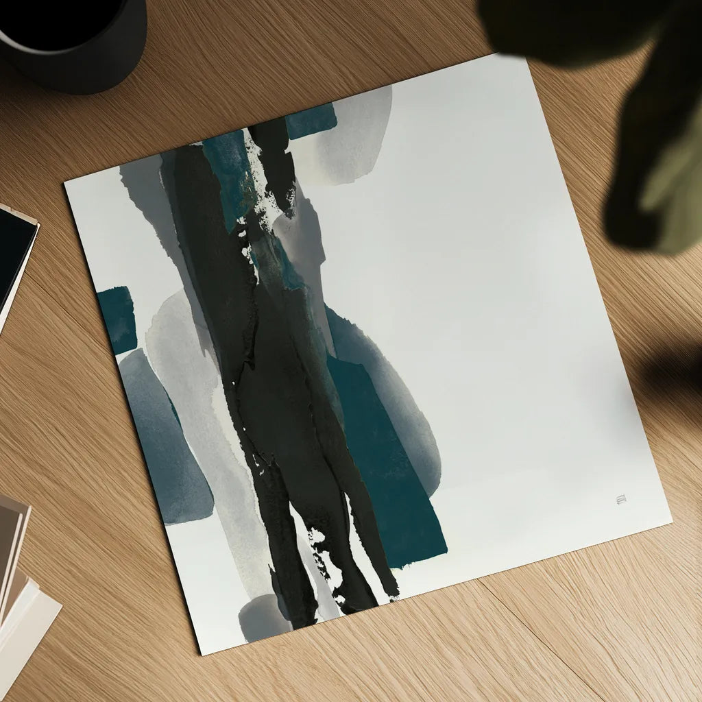 Black and Dark Teal II by Chris Paschke. Shown as a detailed flat fine art print, highlighting archival giclee quality. Available as an archival giclee rolled canvas, fine art paper, or poster print. SKU 59284a.