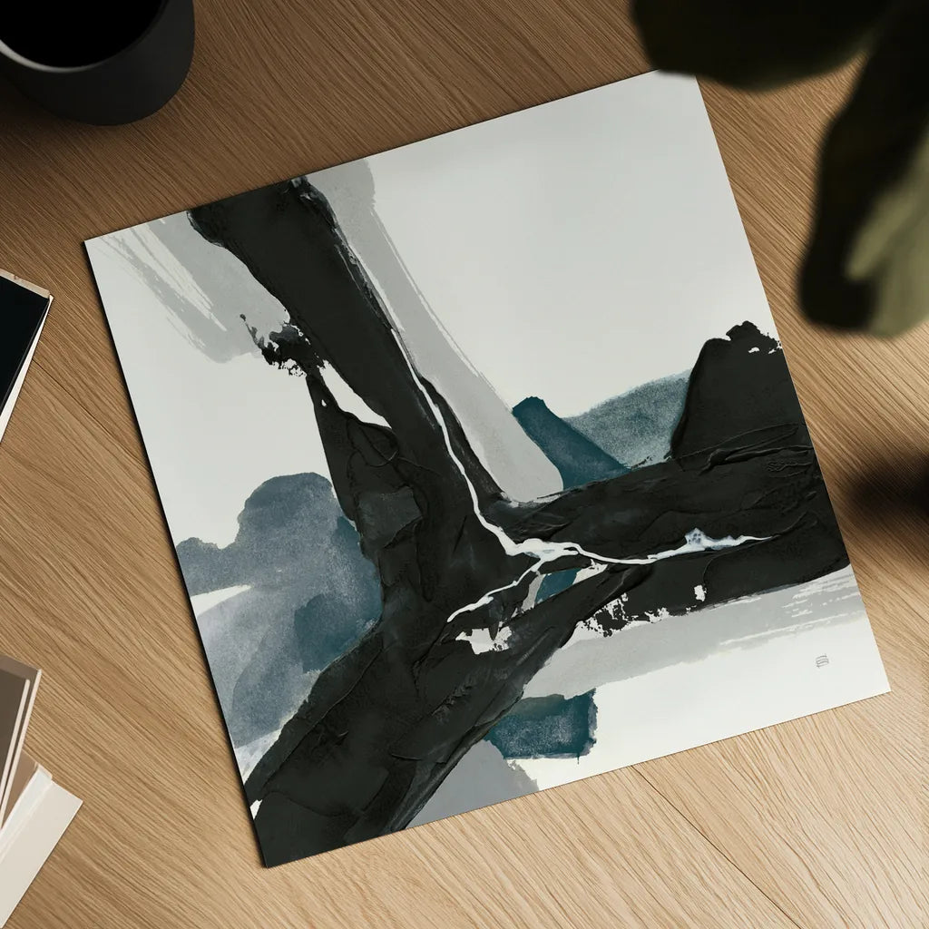 Black and Dark Teal III by Chris Paschke. Shown as a detailed flat fine art print, highlighting archival giclee quality. Available as an archival giclee rolled canvas, fine art paper, or poster print. SKU 59285a.