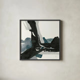 Black and Dark Teal III by Chris Paschke. Shown in a sleek black glass frame for a contemporary gallery look. Available as an archival giclee rolled canvas, fine art paper, or poster print. SKU 59285a.