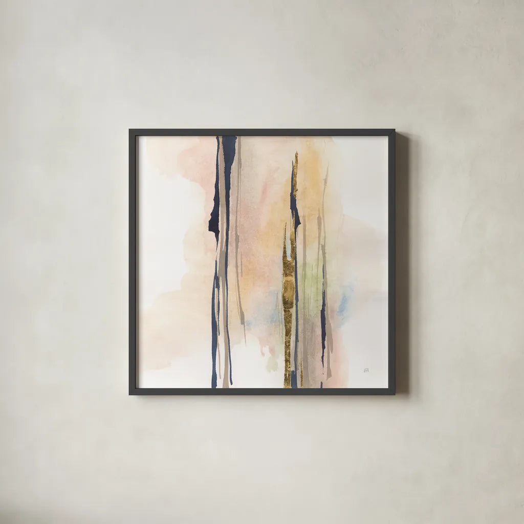 Black and Pastel I by Chris Paschke. Shown in a sleek black glass frame for a contemporary gallery look. Available as an archival giclee rolled canvas, fine art paper, or poster print. SKU 94794a.