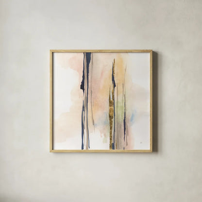 Black and Pastel I by Chris Paschke. Shown in a natural wood glass frame for a timeless modern aesthetic. Available as an archival giclee rolled canvas, fine art paper, or poster print. SKU 94794a.