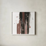 Black and Rust I by Chris Paschke. Shown in a crisp white glass frame for a clean and minimalist style. Available as an archival giclee rolled canvas, fine art paper, or poster print. SKU 94790a.