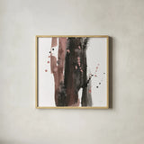 Black and Rust II by Chris Paschke. Shown in a natural wood glass frame for a timeless modern aesthetic. Available as an archival giclee rolled canvas, fine art paper, or poster print. SKU 94791a.