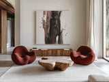 Black and Rust II by Chris Paschke. Shown as extra-large giant wall art in a modern living room. Available as an archival giclee rolled canvas, fine art paper, or poster print. SKU 94791a.