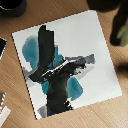 Black and Teal IV by Chris Paschke. Shown as a detailed flat fine art print, highlighting archival giclee quality. Available as an archival giclee rolled canvas, fine art paper, or poster print. SKU 34094a.