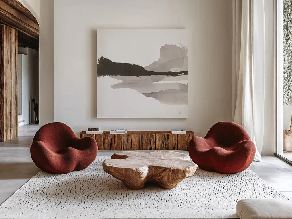 Black and White Classic I by Chris Paschke. Shown as extra-large giant wall art in a modern living room. Available as an archival giclee rolled canvas, fine art paper, or poster print. SKU 71872a.