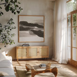 Black and White Classic III by Chris Paschke. Shown in a natural wood frame in a cozy modern living room. Available as an archival giclee rolled canvas, fine art paper, or poster print. SKU 71874a.