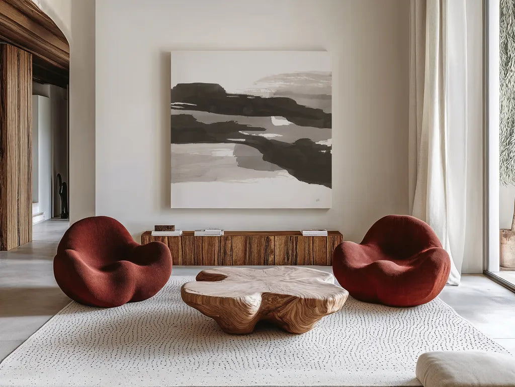 Black and White Classic III by Chris Paschke. Shown as extra-large giant wall art in a modern living room. Available as an archival giclee rolled canvas, fine art paper, or poster print. SKU 71874a.