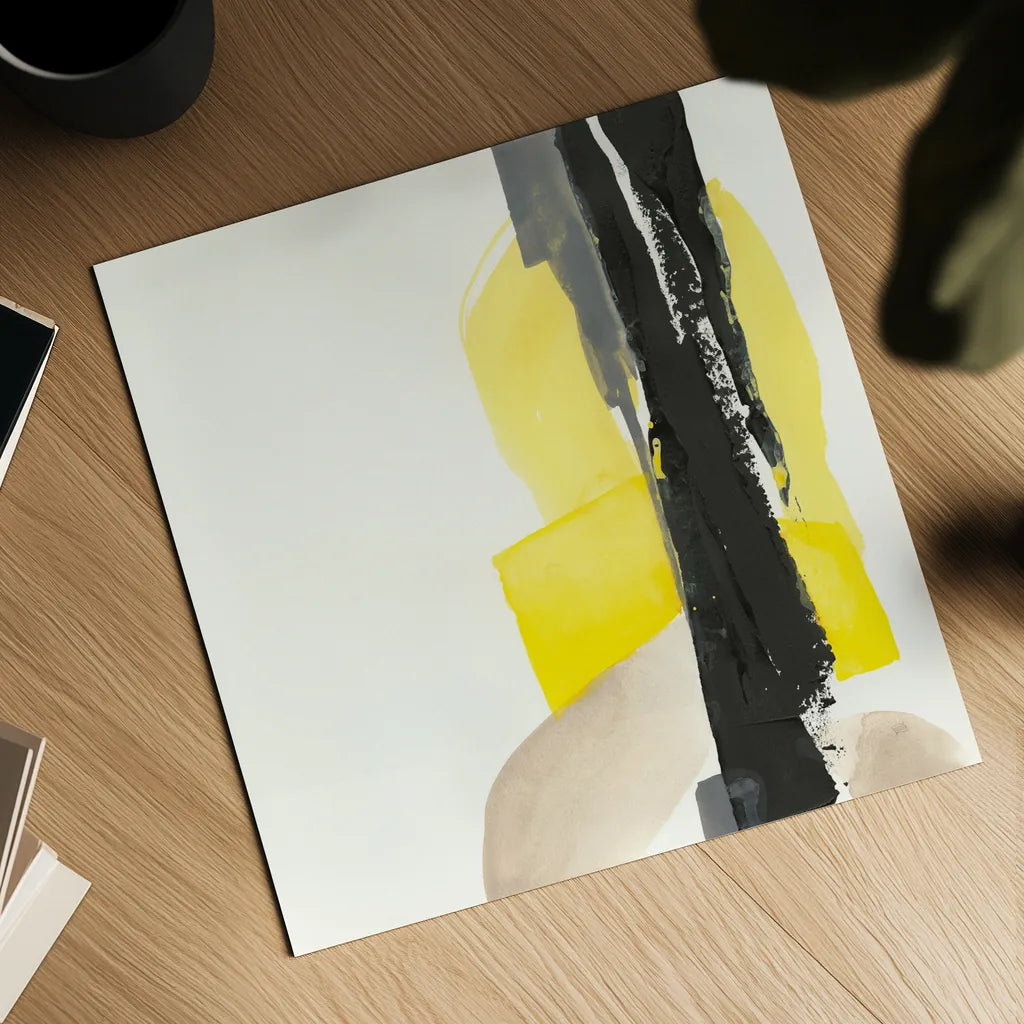 Black and Yellow I by Chris Paschke. Shown as a detailed flat fine art print, highlighting archival giclee quality. Available as an archival giclee rolled canvas, fine art paper, or poster print. SKU 32533a.