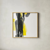 Black and Yellow II v2 by Chris Paschke. Shown in a natural wood glass frame for a timeless modern aesthetic. Available as an archival giclee rolled canvas, fine art paper, or poster print. SKU 38512a.