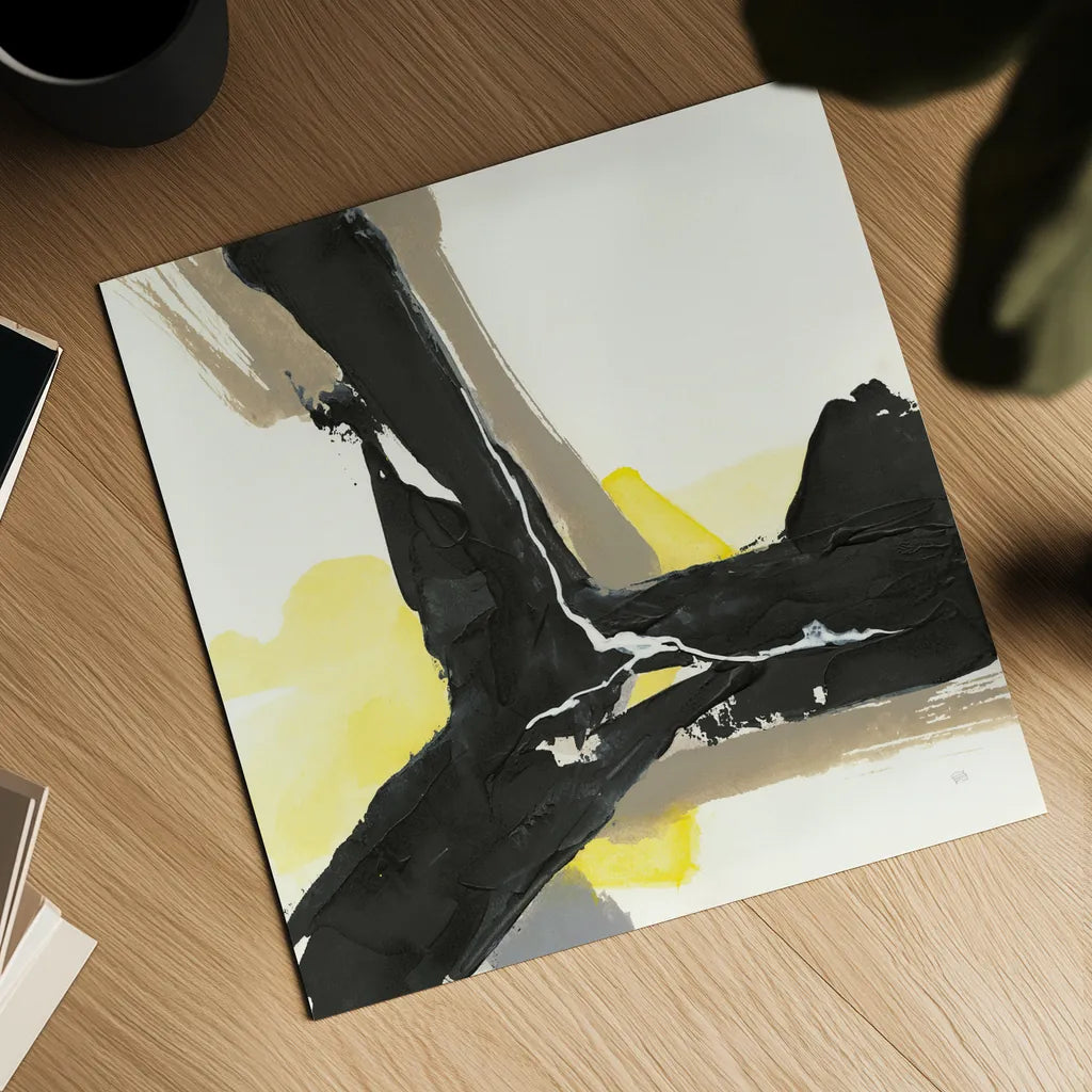 Black and Yellow III by Chris Paschke. Shown as a detailed flat fine art print, highlighting archival giclee quality. Available as an archival giclee rolled canvas, fine art paper, or poster print. SKU 32535a.