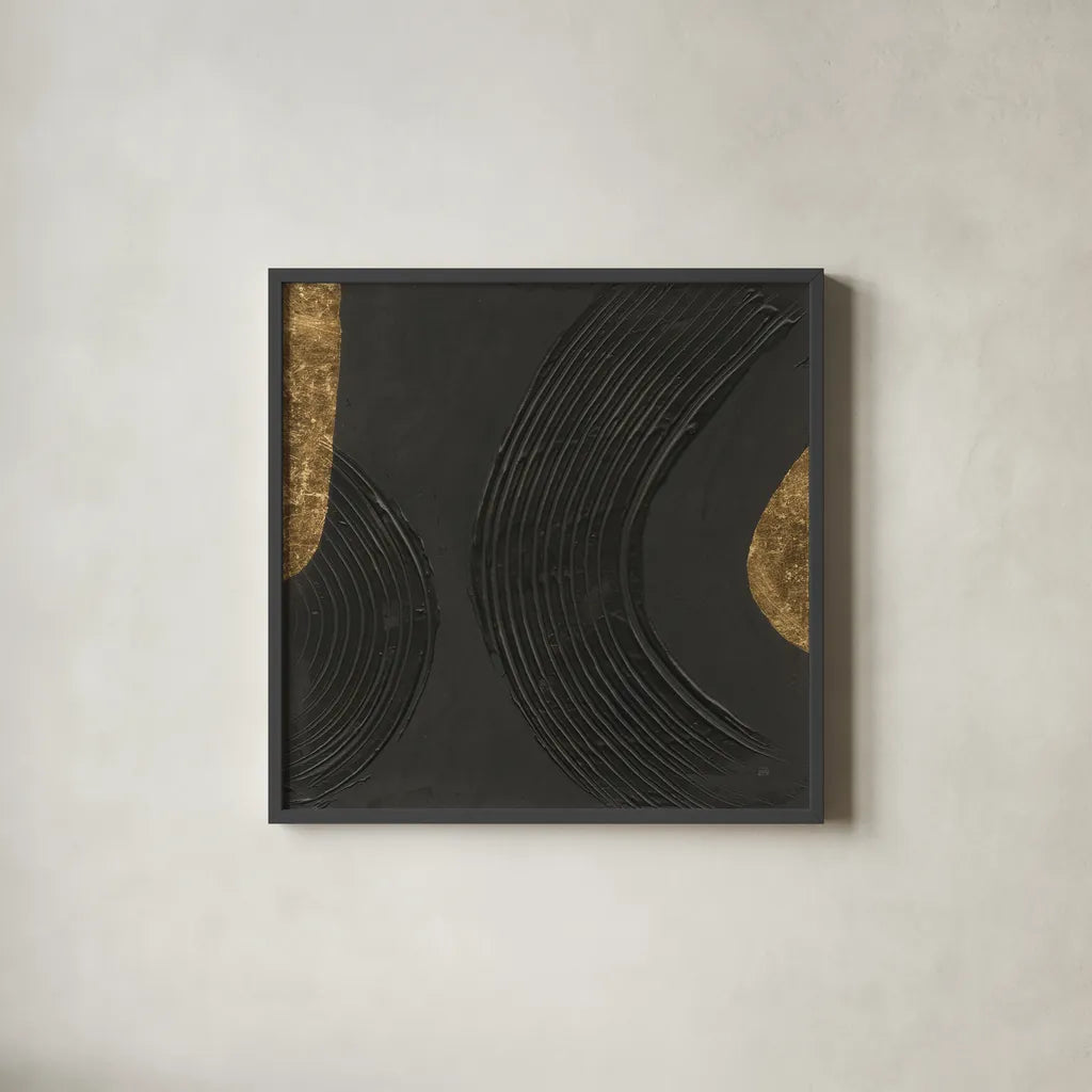 Black on Black III by Chris Paschke. Shown in a sleek black glass frame for a contemporary gallery look. Available as an archival giclee rolled canvas, fine art paper, or poster print. SKU 86805a.