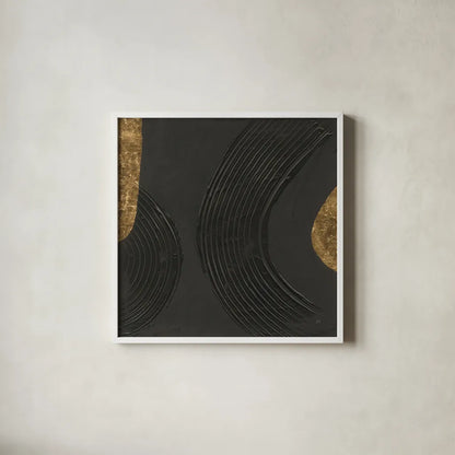 Black on Black III by Chris Paschke. Shown in a crisp white glass frame for a clean and minimalist style. Available as an archival giclee rolled canvas, fine art paper, or poster print. SKU 86805a.