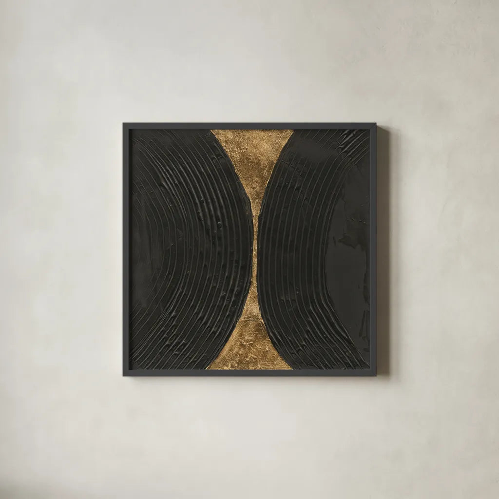 Black on Black IV by Chris Paschke. Shown in a sleek black glass frame for a contemporary gallery look. Available as an archival giclee rolled canvas, fine art paper, or poster print. SKU 86806a.