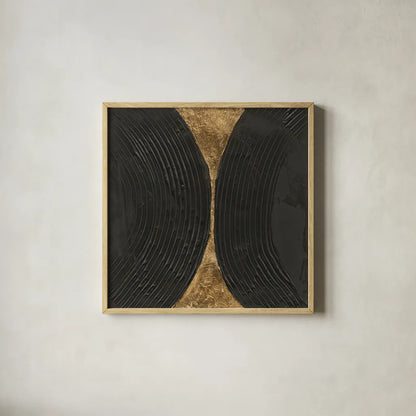 Black on Black IV by Chris Paschke. Shown in a natural wood glass frame for a timeless modern aesthetic. Available as an archival giclee rolled canvas, fine art paper, or poster print. SKU 86806a.