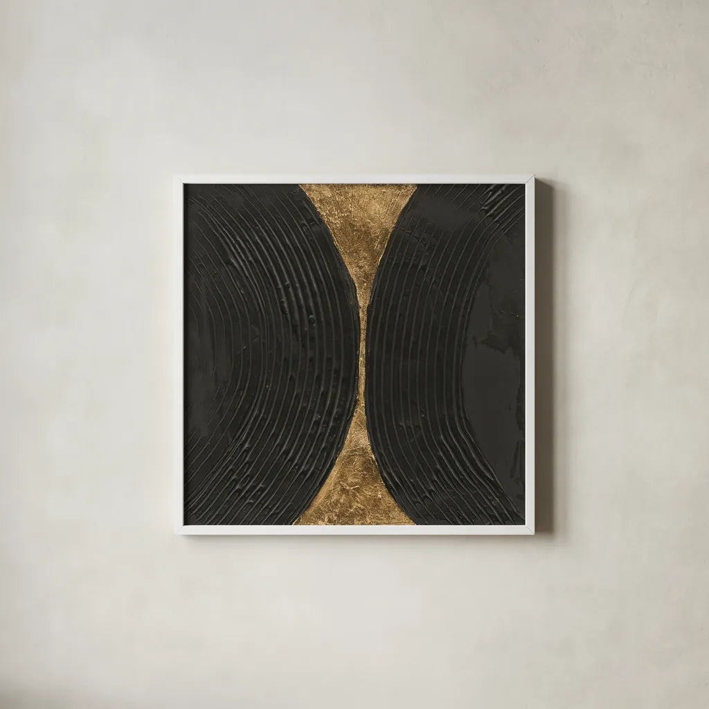 Black on Black IV by Chris Paschke. Shown in a crisp white glass frame for a clean and minimalist style. Available as an archival giclee rolled canvas, fine art paper, or poster print. SKU 86806a.