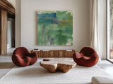 Blue Accent II by Chris Paschke. Shown as extra-large giant wall art in a modern living room. Available as an archival giclee rolled canvas, fine art paper, or poster print. SKU 37168a.