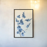 Blue Branch I by Chris Paschke. shown as a paper print in a black flame. Available as a archival giclee rolled canvas, fine art paper, or poster print. SKU 55059h.
