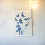 Blue Branch I by Chris Paschke. shown as a paper print in a white frame. Available as a archival giclee rolled canvas, fine art paper, or poster print. SKU 55059h.