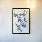 Blue Branch III by Chris Paschke. shown as a paper print in a black flame. Available as a archival giclee rolled canvas, fine art paper, or poster print. SKU 55061h.