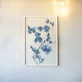 Blue Branch III by Chris Paschke. shown as a paper print in a white frame. Available as a archival giclee rolled canvas, fine art paper, or poster print. SKU 55061h.