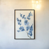 Blue Branch IV by Chris Paschke. shown as a paper print in a black flame. Available as a archival giclee rolled canvas, fine art paper, or poster print. SKU 55062h.