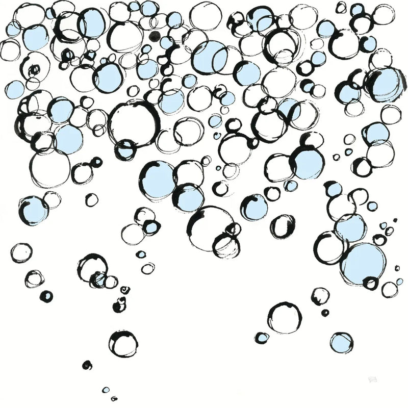 Blue Bubbles III by Chris Paschke. SKU 75525a. Archival Giclee Fine art print for wall decor.