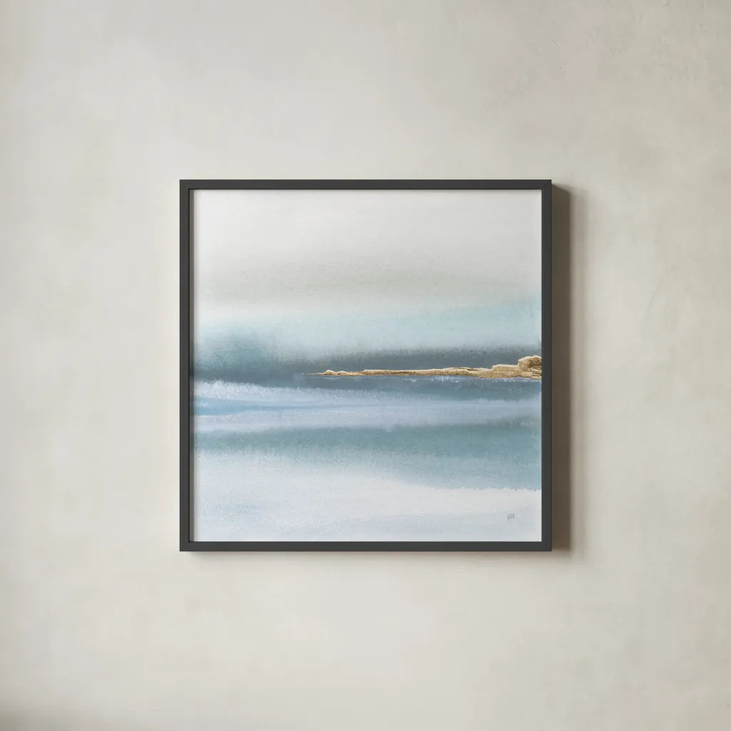 Blue Earth I by Chris Paschke. Shown in a sleek black glass frame for a contemporary gallery look. Available as an archival giclee rolled canvas, fine art paper, or poster print. SKU 74884a.