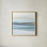 Blue Earth I by Chris Paschke. Shown in a natural wood glass frame for a timeless modern aesthetic. Available as an archival giclee rolled canvas, fine art paper, or poster print. SKU 74884a.