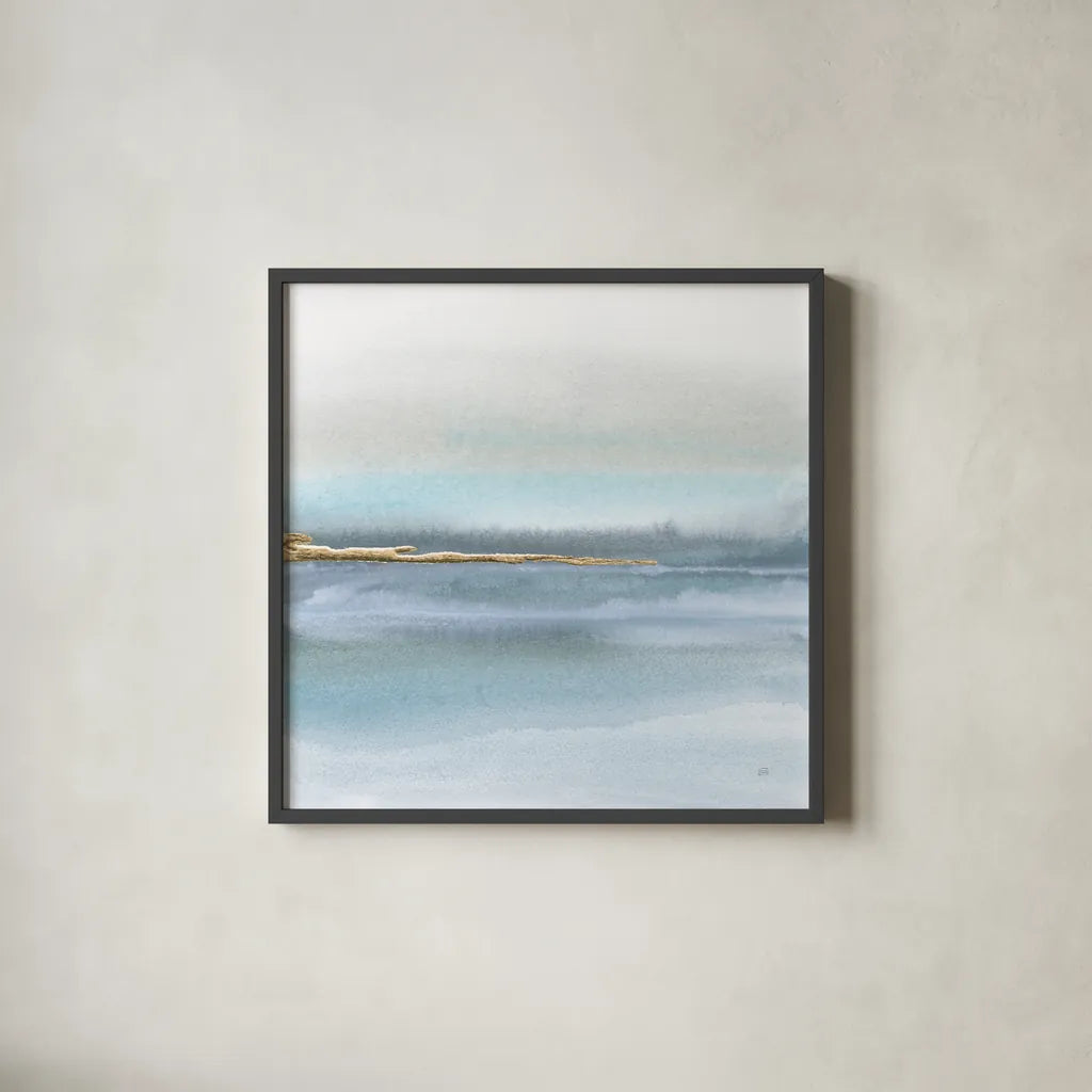 Blue Earth II by Chris Paschke. Shown in a sleek black glass frame for a contemporary gallery look. Available as an archival giclee rolled canvas, fine art paper, or poster print. SKU 74885a.