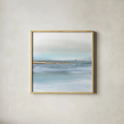 Blue Earth II by Chris Paschke. Shown in a natural wood glass frame for a timeless modern aesthetic. Available as an archival giclee rolled canvas, fine art paper, or poster print. SKU 74885a.