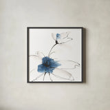 Blue Fantasy IV by Chris Paschke. Shown in a sleek black glass frame for a contemporary gallery look. Available as an archival giclee rolled canvas, fine art paper, or poster print. SKU 88351a.