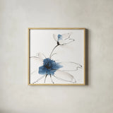 Blue Fantasy IV by Chris Paschke. Shown in a natural wood glass frame for a timeless modern aesthetic. Available as an archival giclee rolled canvas, fine art paper, or poster print. SKU 88351a.