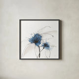 Blue Fantasy V by Chris Paschke. Shown in a sleek black glass frame for a contemporary gallery look. Available as an archival giclee rolled canvas, fine art paper, or poster print. SKU 88352a.